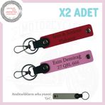 MiaWiki Plaka ve İsimle Kişiye Özel Anahtarlık, Standart, MH-KAN-MT-11762x2, Kırmızı-Pembe-gri, üniseks-yetişkin