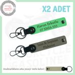 MiaWiki Scooter Severlere Özel İsim Ve Plaka Yazılı Deri Anahtarlık, Standart, MH-KAN-MT-11658x2, Kül Gri-Fıstık Yeşil-sütlü kahve, üniseks-yetişkin