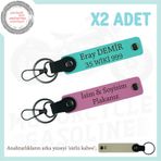 MiaWiki Scooter Severlere Özel İsim Ve Plaka Yazılı Deri Anahtarlık, Standart, MH-KAN-MT-12042x2, Pembe-Turkuaz-sütlü kahve, üniseks-yetişkin