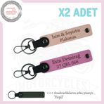 MiaWiki Sevgililere Özel İsim ve Plaka Yazılı Deri Anahtarlık, Standart, MH-KAN-MT-12256x2, Yavruağzı-Pembe-yeşil, üniseks-yetişkin