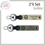 MiaWiki Sevgiliye Kişisel Deri Anahtarlık, Standart, MH-KAN-38493x2, sütlü kahve-kül gri, erkek
