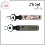 MiaWiki Sevgiliye Kişisel İsimli Anahtarlık Hediye, Standart, MH-KAN-39206x2, pudra-kül gri, erkek