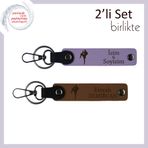MiaWiki Sevgiliye Özel Yazılabilir Anahtarlık, Standart, MH-KAN-39144x2, mor menekşe-açık kahve, erkek
