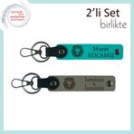 MiaWiki Sevgiliye Uygun Deri Takım Anahtarlık, Standart, MH-KAN-38349x2, koyu turkuaz-kül gri, erkek