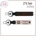 MiaWiki Tarzına Özgün İsim Yazılı Anahtarlık, Standart, MH-KAN-38336x2, koyu kahve-pudra, erkek