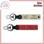 MiaWiki Trabzon 61 Kişisel Deri Anahtarlık 2'li Set, Standart, MH-KAN-61-381x2, sütlü kahve-nar çiçeği, üniseks-yetişkin