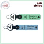 MiaWiki Trabzon 61 Kişiselleştirilebilir Deri Anahtarlık, Standart, MH-KAN-61-123x2, açık yeşil-gök mavi, üniseks-yetişkin