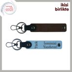 MiaWiki Türk Yazılı 2'li Deri Anahtarlık Seti, Standart, MH-KAN-34360x2, koyu kahve-gök mavi, üniseks-yetişkin