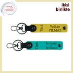 MiaWiki Türk Yazılı Deri Anahtarlık Seti 2'li, Standart, MH-KAN-34506x2, sarı-koyu turkuaz, üniseks-yetişkin