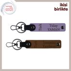 MiaWiki Türk Yazılı Deri Anahtarlık Seti, Standart, MH-KAN-34427x2, mor menekşe-açık kahve, üniseks-yetişkin