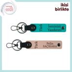 MiaWiki Türk Yazılı Deri Anahtarlık Takımı 2li Set, Standart, MH-KAN-34390x2, koyu turkuaz-yavru ağzı, üniseks-yetişkin