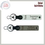 MiaWiki Türk Yazılı İsim Yazılabilen Deri Anahtarlık Seti, Standart, MH-KAN-34291x2, beyaz-kül gri, üniseks-yetişkin