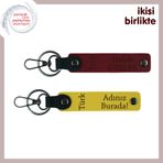 MiaWiki Türk Yazılı İsimli 2'li Deri Anahtarlık Seti, Standart, MH-KAN-34315x2, bordo-sarı, üniseks-yetişkin