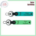 MiaWiki Türk Yazısı Deri Anahtarlık Takımı, Standart, MH-KAN-34377x2, koyu turkuaz-fıstık yeşil, üniseks-yetişkin