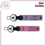 MiaWiki Türk Yazısı Hediye Takımı Deri Anahtarlık, Standart, MH-KAN-34439x2, mor menekşe-pembe, üniseks-yetişkin