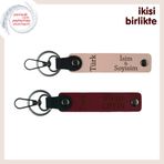 MiaWiki Türk Yazısı Kişisel Deri Anahtarlık x2'li Set, Standart, MH-KAN-34556x2, yavru ağzı-bordo, üniseks-yetişkin