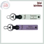 MiaWiki Türk Yazısı Temalı 2'li Kişisel İsimli Anahtarlık, Standart, MH-KAN-34293x2, beyaz-mor menekşe, üniseks-yetişkin