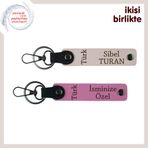 MiaWiki Türk Yazısı Temalı İsim Yazılı Deri Anahtarlık, Tek Ebat, MH-KAN-34493x2, pudra-pembe, üniseks-yetişkin