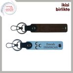 MiaWiki Üç Hilal 2'li Deri Anahtarlık Seti, Standart, MH-KAN-33935x2, koyu kahve-gök mavi, üniseks-yetişkin