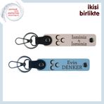 MiaWiki Üç Hilal Deri Anahtarlık Seti Pudra-Gök Mavi, Standart, MH-KAN-34162x2, pudra-gök mavi, üniseks-yetişkin