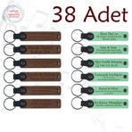 MiaWiki Üzerine İsim Yazılan Deri Anahtarlık 38'li Set, Standart, MH-KAN9010X38, Açık Kahve & Açık Yeşil, üniseks-yetişkin