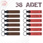 MiaWiki Üzerine İsim Yazılan Deri Anahtarlık 38'li Set, Standart, MH-KAN9018X38, Açık Kahve & Nar Çiçeği, üniseks-yetişkin