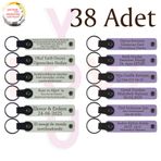 MiaWiki Üzerine İsim Yazılan Deri Anahtarlık 38'li Set, Standart, MH-KAN9044X38, Beyaz & Mor Menekşe, üniseks-yetişkin