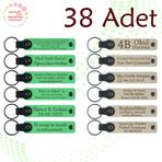 MiaWiki Üzerine İsim Yazılan Deri Anahtarlık 38'li Set, Standart, MH-KAN9061X38, Fıstık Yeşili & Sütlü Kahve, üniseks-yetişkin