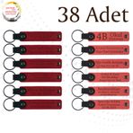 MiaWiki Üzerine İsim Yazılan Deri Anahtarlık 38'li Set, Standart, MH-KAN9095X38, Kırmızı & Nar Çiçeği, üniseks-yetişkin