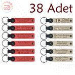 MiaWiki Üzerine İsim Yazılan Deri Anahtarlık 38'li Set, Standart, MH-KAN9122X38, Nar Çiçeği & Sütlü Kahve, üniseks-yetişkin