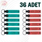 MiaWiki Üzerine İsim Yazılı Anahtarlık 36'lı Set, Standart, MH-KAN9078X36, Koyu Turkuaz & Nar Çiçeği, üniseks-yetişkin
