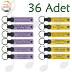 MiaWiki Üzerine İsim Yazılı Anahtarlık 36'lı Set, Standart, MH-KAN9115X36, Mor Menekşe & Sarı, üniseks-yetişkin