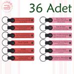 MiaWiki Üzerine İsim Yazılı Anahtarlık 36'lı Set, Standart, MH-KAN9119X36, Nar Çiçeği & Pembe, üniseks-yetişkin