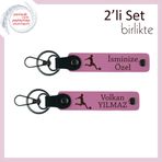 MiaWiki Yazı Eklenebilir Deri Tasarım Anahtarlık, Standart, MH-KAN-39516x2, pembe-pembe, üniseks-yetişkin