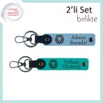 MiaWiki Yazılabilir 2'li Anahtarlık Seti Aslan Desenli, Standart, MH-KAN-38312x2, gök mavi-koyu turkuaz, erkek