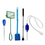 Mibee 5 in 1 Akvaryum Balıkları Tankı Temizleme Aletleri Kiti Akvaryum Çakıl Temizleyici Sifon Balık Tankı Temizleyici Damlalıklı Su Değiştirici Atık Temizleyici Yosun Çift Taraflı Sünger Fırça