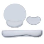 Mibee Ergonomik Hafızalı Köpük Klavye Bilek Desteği Mouse Bilek Desteği Kumaşlı Mouse Pad Set Kaymaz Kauçuk Taban Gri