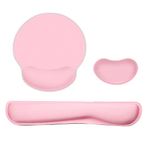 Mibee Ergonomik Hafızalı Köpük Klavye Bilek Desteği Mouse Bileklik Mouse Pad Seti Likralı Kumaş Kaymaz Kauçuk Taban Pembe