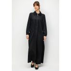 Micca %100 Doğal Lyocell Maxi Dökümlü Soft Kumaş ve Desen Geçişli Ferace-Siyah - 50