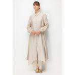 Micca Goldy %85 Lyocell Soft Kumaştan Kol El Işi Işleme Detaylı Zamansız Maxi Tunik Kap-Taş - 1