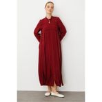 Micca Rouge/ S Parça El İşi Dikiş Detaylı Elbise / Kap-Bordo