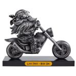 MicDecor Home Decor Live Free Ride On Rock Motosiklet Polyresin Retro Havalı İlham Verici Motosiklet 17,5 cm Heykelcik Ulusal Gün Hediyeleri JS0375C (Gümüş)