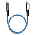MicFlip Micflip A08 Dijital LED Ekranlı Type-C to Type-C PD Data ve Şarj Kablosu 140W 1M Mavi