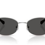 Michael Kors Eyewear Kadın Mk1161 Monte Carlo Oval Güneş Gözlüğü, Gümüş/Koyu Gri Katı, 56 mm