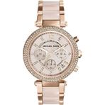 Michael Kors Kadın Analog Kol Saati – Kronometre ve Takvim, Seramik Kordon, Çelik Kasa, 10 ATM Su Geçirmez, Pembe Altın