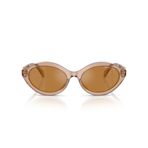 Michael Kors Kadın Mk2257u Carlazzo Evrensel Fit Güneş Gözlüğü, Tan Şeffaf/Altın Aynalı, 55 mm