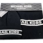 Michael Kors SET I Şal ve Şapka I Erkek I Kış Şalı I Beanie I Yün Şal I Kış Şapkası I Tek Beden I Yumuşak Akrilik Yün I Logo I Şapka ve Eşarp Erkek I SİYAH BEYAZ, Siyah, Ölçü Birimi