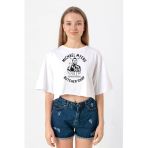 Michael Myers Butcher Shop Beyaz Kadın Crop Tshirt