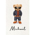 Michaël: Cahier personnalisé avec prénom Michaël | Cadeau d'anniversaire pour enfant, garçon, homme, copain ... | Nounours | 110 pages lignée, Petit Format 6x9 pouces (15,24 x 22,86 cm)