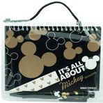MICKEY AUTOGRAPH Party Favors Disney Mouse Note Pads Memo Book with Retractable Pen - ( Gold & Black)
